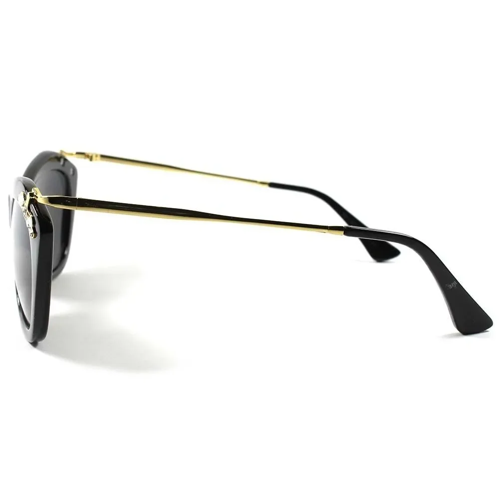Gold Arm Hot Designer Vintage Retro Rhinestone Womens Cat Eye Sunglasses